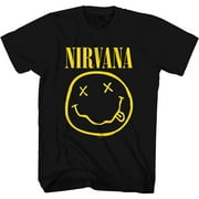 Men's Nirvana Smile Face Logo Slim Fit T-shirt Small Black
